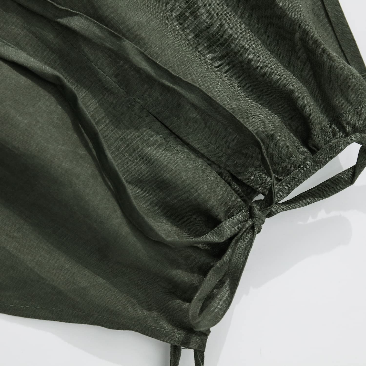 Amazhiyu Vestido largo de lino sin mangas para mujer, con cinturón y bolsillos