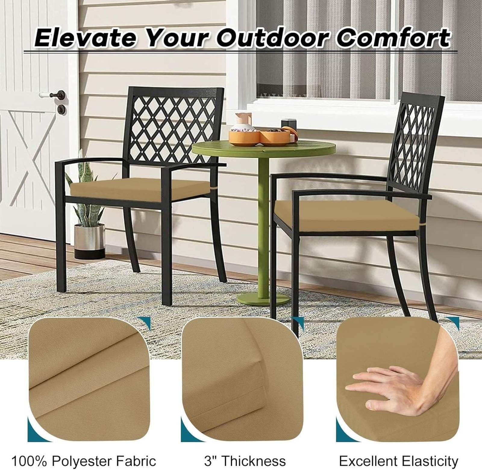 Galette de Chaise Exterieur 45x45cm(4pcs) Coussin de Chaise épais et imperméable en Mousse pour Cuisine, Salle à Manger, Salon et Jardin, Meubles en rotin, Housse zippée amov
