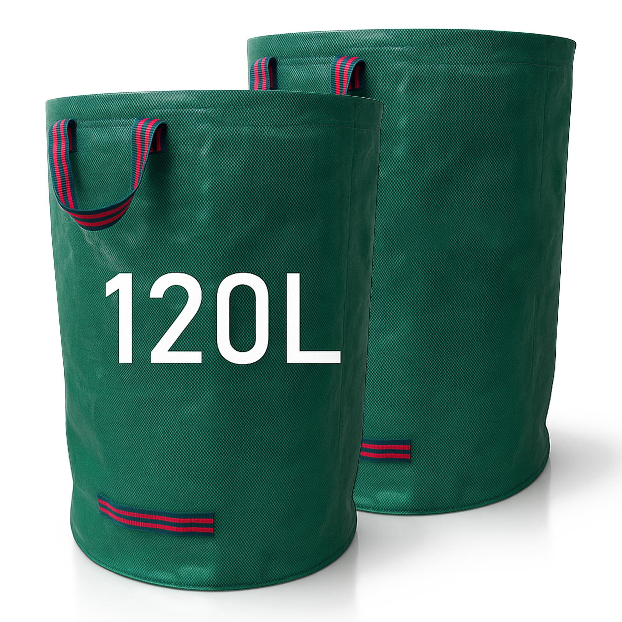 Zopper 2 x Garden Waste Bags Heavy Duty 120L with Plastic Hoop Reusable Polypropylene Sacks Waterproof Garden Rubbish Bags