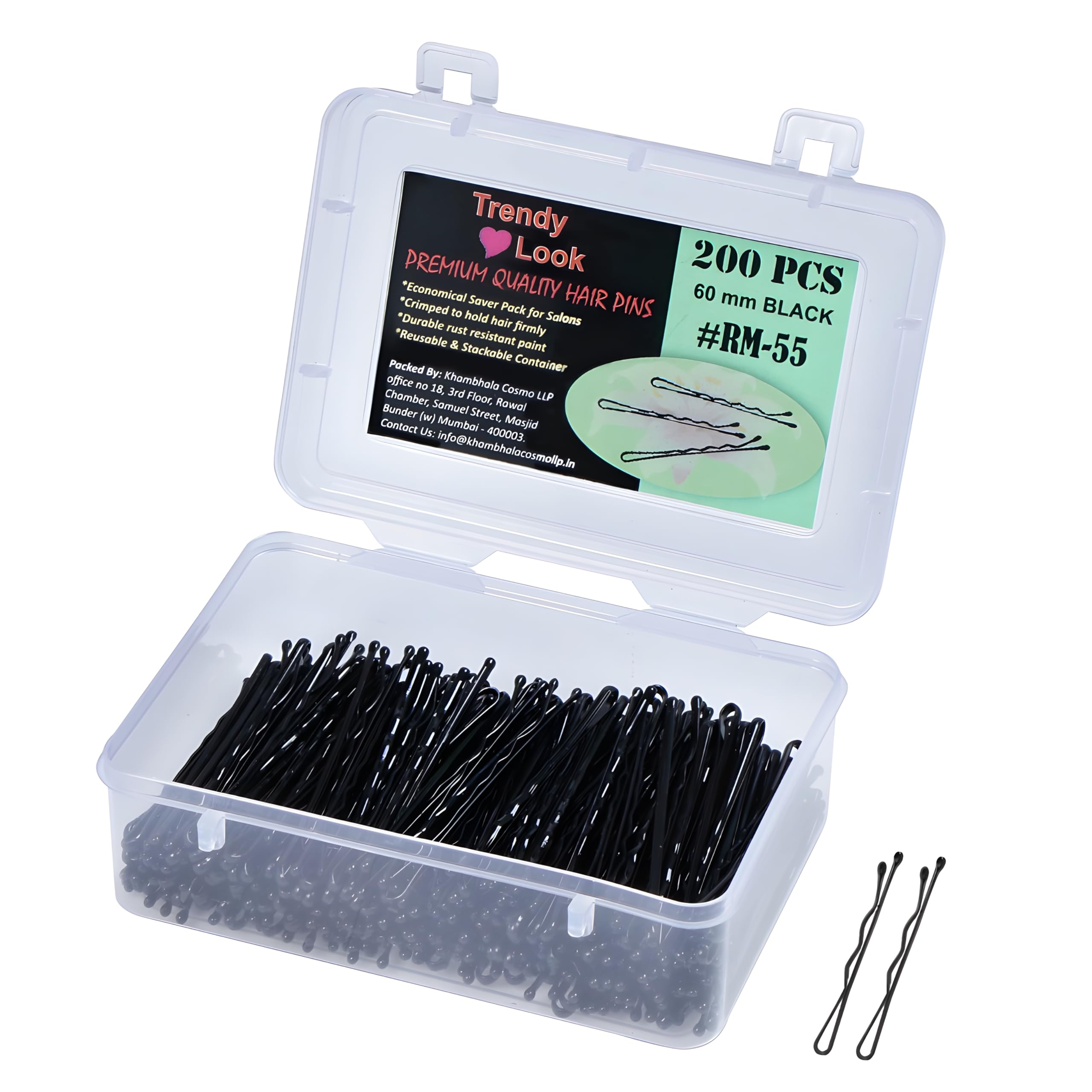 Trendy Look Metal Hair Clips Bobby Pins Hair Styling Pins Hairdressing Salon Tool for Women Girls, 200 pcs (60mm)