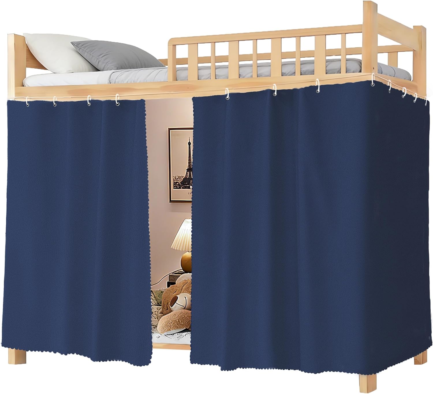 Hoce Heavy-Duty Blackout Bottom Bunk Bed Curtains Home Dorm Privacy Canopy Twin Size Bunk Bed Tents Drapes