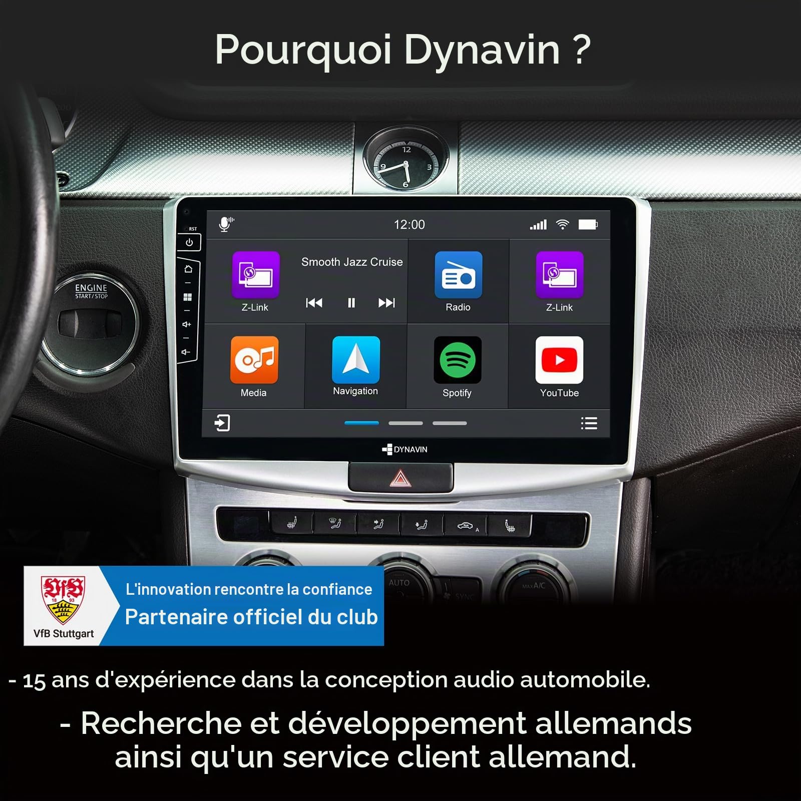DYNAVIN Android Autoradio GPS pour VW Passat B7 CC; 10,1 Pouces OEM Radio avec Wireless CarPlay et Android Auto | Head-up Display | Dab+ Radio: D9-2S Premium Flex