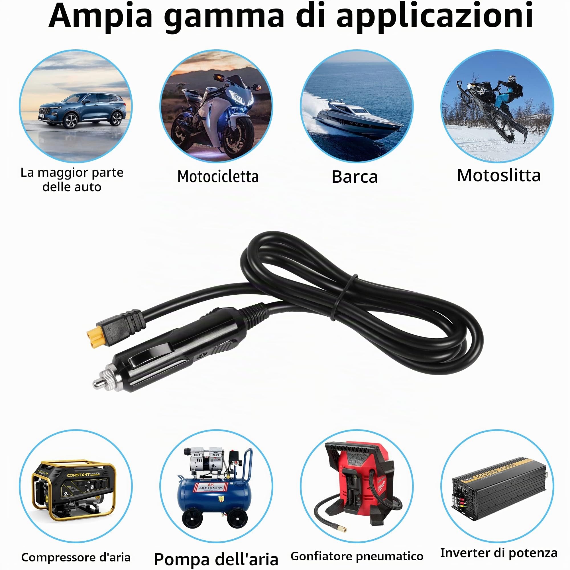 CERRXIAN Cavo da accendisigari 16 AWG a XT30, cavo da XT30 femmina a maschio accendisigari 12V-24V, utilizzato per batteria al litio polimero a controllo remoto FPV Drone-1,1 m