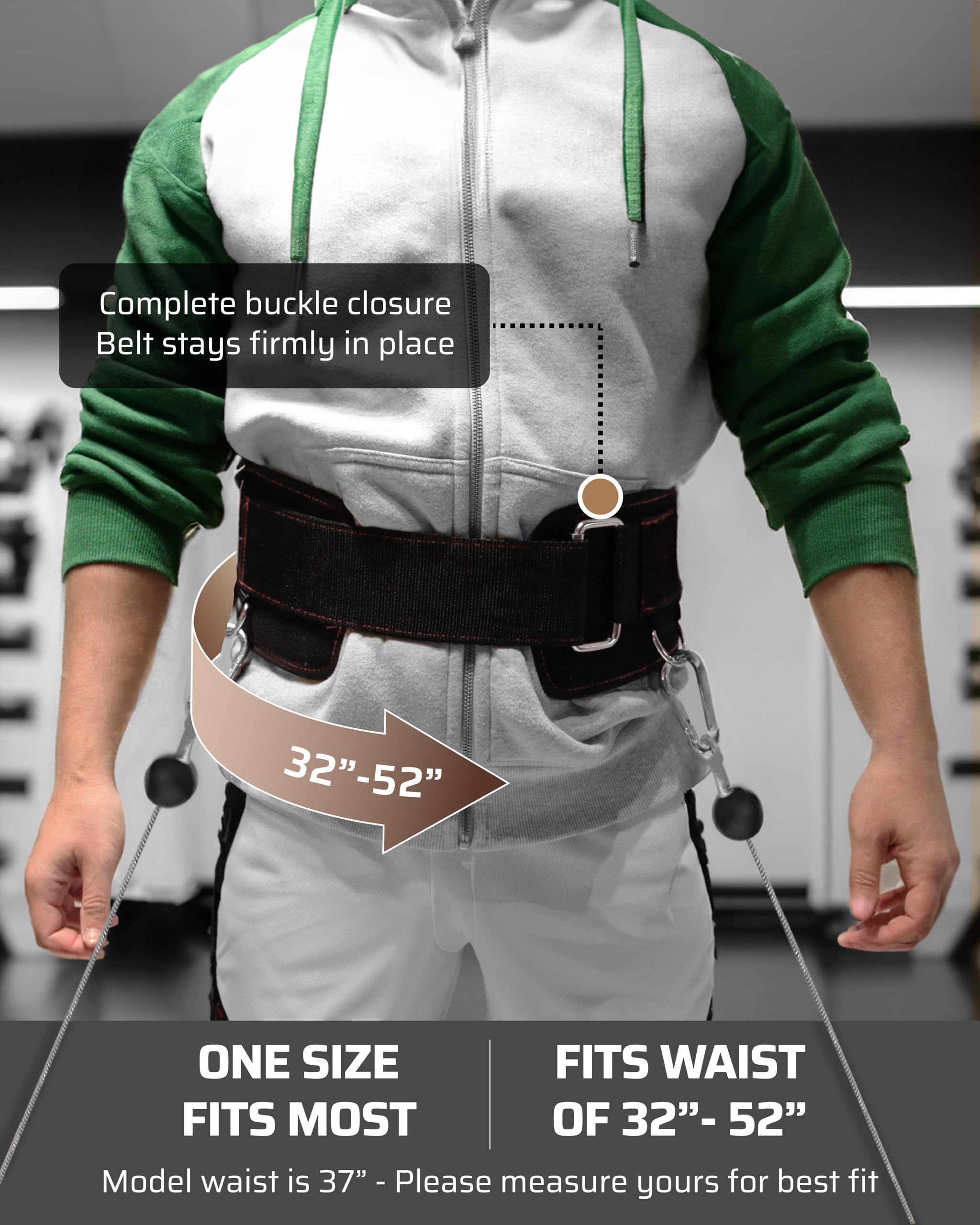 THEFITGUY Multi-Befestigungsgurt für Kabelmaschine und Smart Gym Kniebeugen und Hüftstoß, 5 Befestigungspunkte für optimale Gewichtsverteilung, 2 Gurte (101,6 cm & 68,6 cm) und 3 Metall-Karabinerhaken