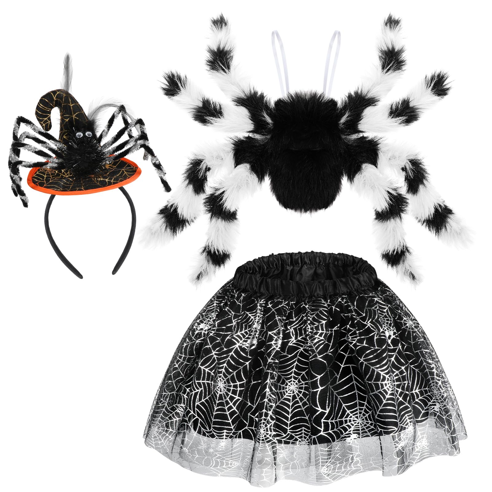 Hifot Spider Costume for Kids - Spider Wings Tutu Skirt, Spiderweb Headband Set - Girls Halloween Costume & Cosplay Party