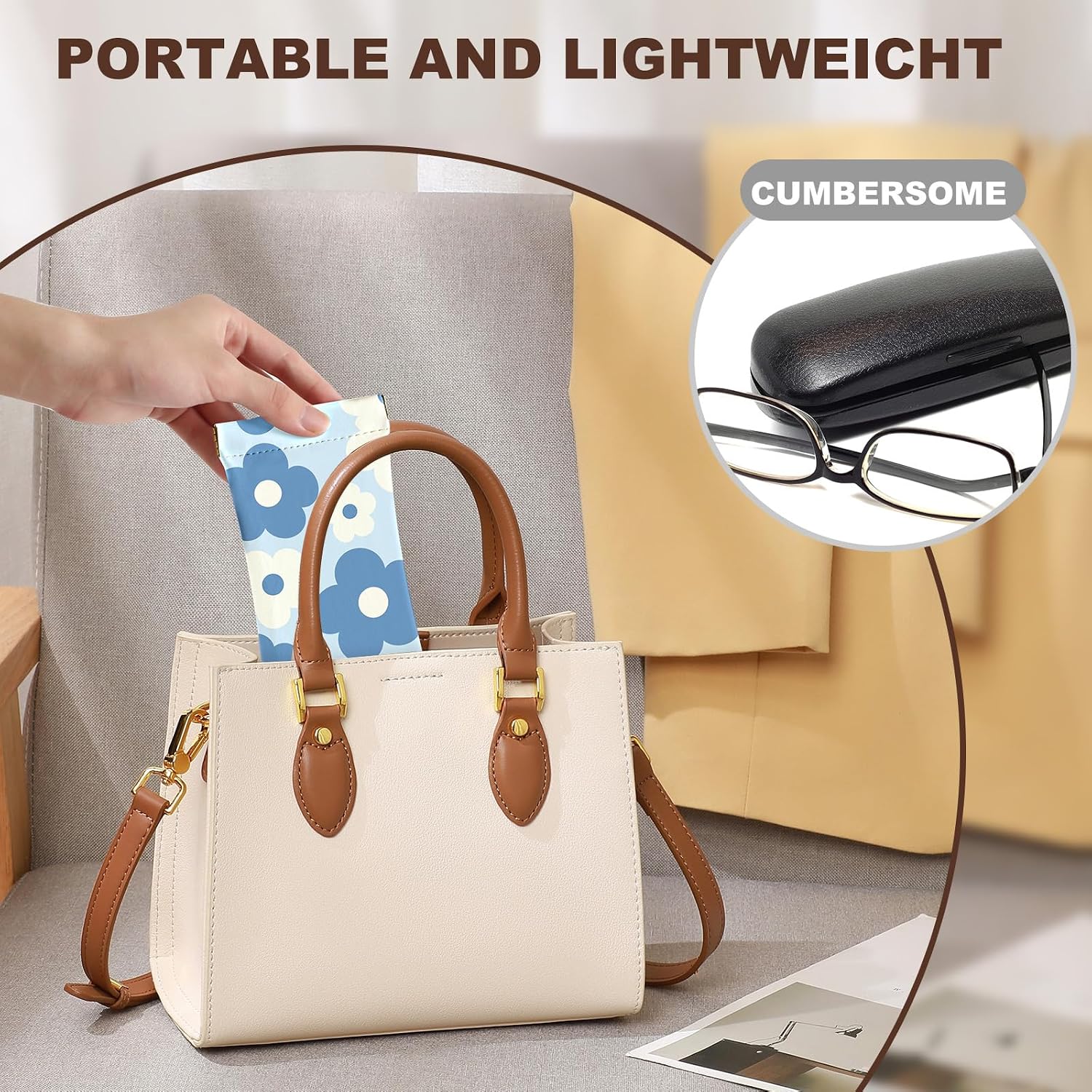 Anikathy 2Pcs Sunglass Eyeglass Glasses Case Soft PU Leather with Cleaning Cloth Portable Glasses Pouch Bag for Men Women image 4