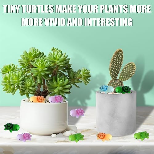 Miniatura 3 de Tindobewan 50 piezas de tortugas pequeñas de resina de tortuga marina miniatura de plástico para manualidades, decoración de jardín, decoración del