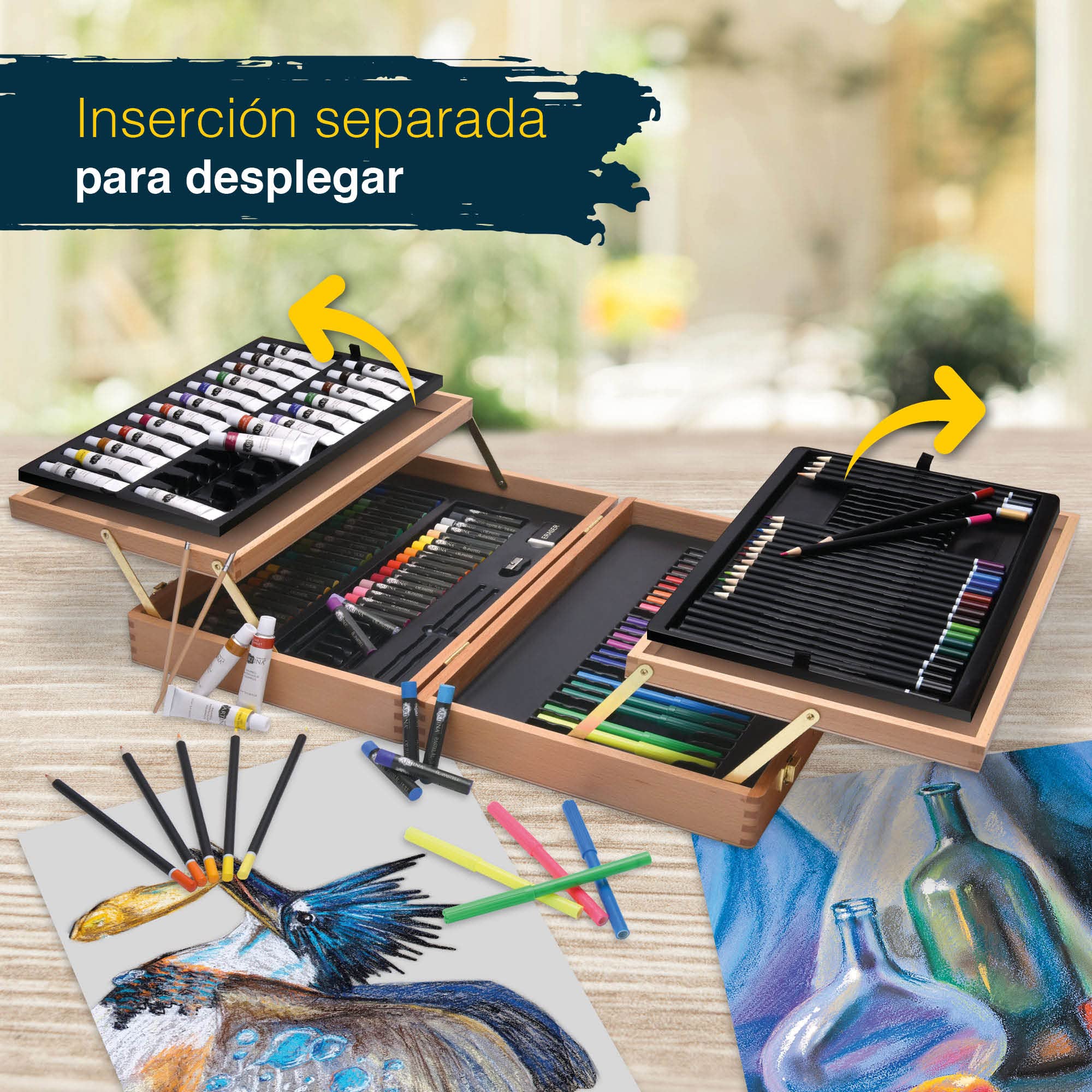 Artina XXL 127 Piezas Kit Pintura Niños – Maletin Pinturas con Acrílicos, Crayones, Lápices, Acuarelas – Estuche de Pintura para Adultos – Regalo Navidad Creativo – Bologna