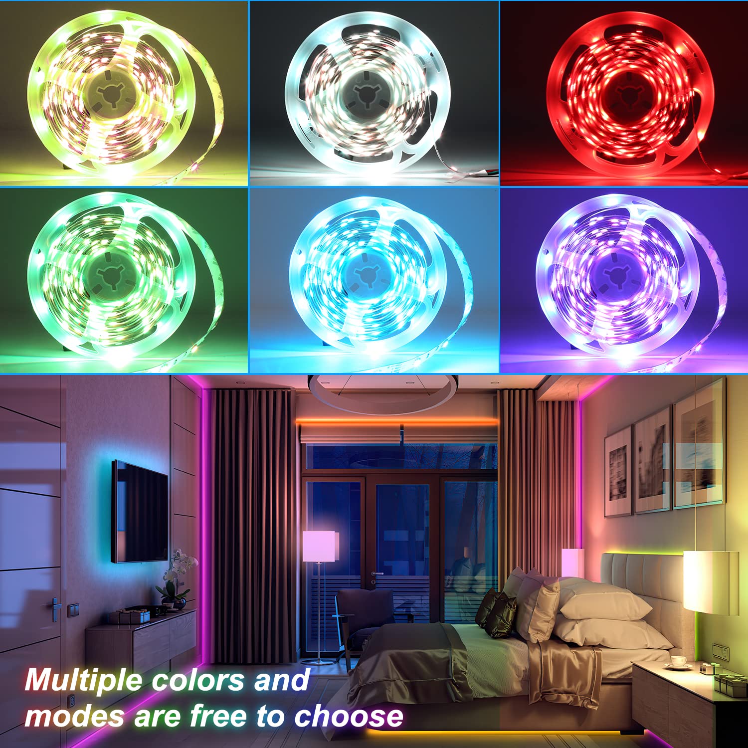 Gimisgu Striscia LED RGB 9 m (4 + 5 m), 5050 SMD, con telecomando a 24 pulsanti, 12 V, autoadesiva, per casa, camera da letto, TV, cucina, feste