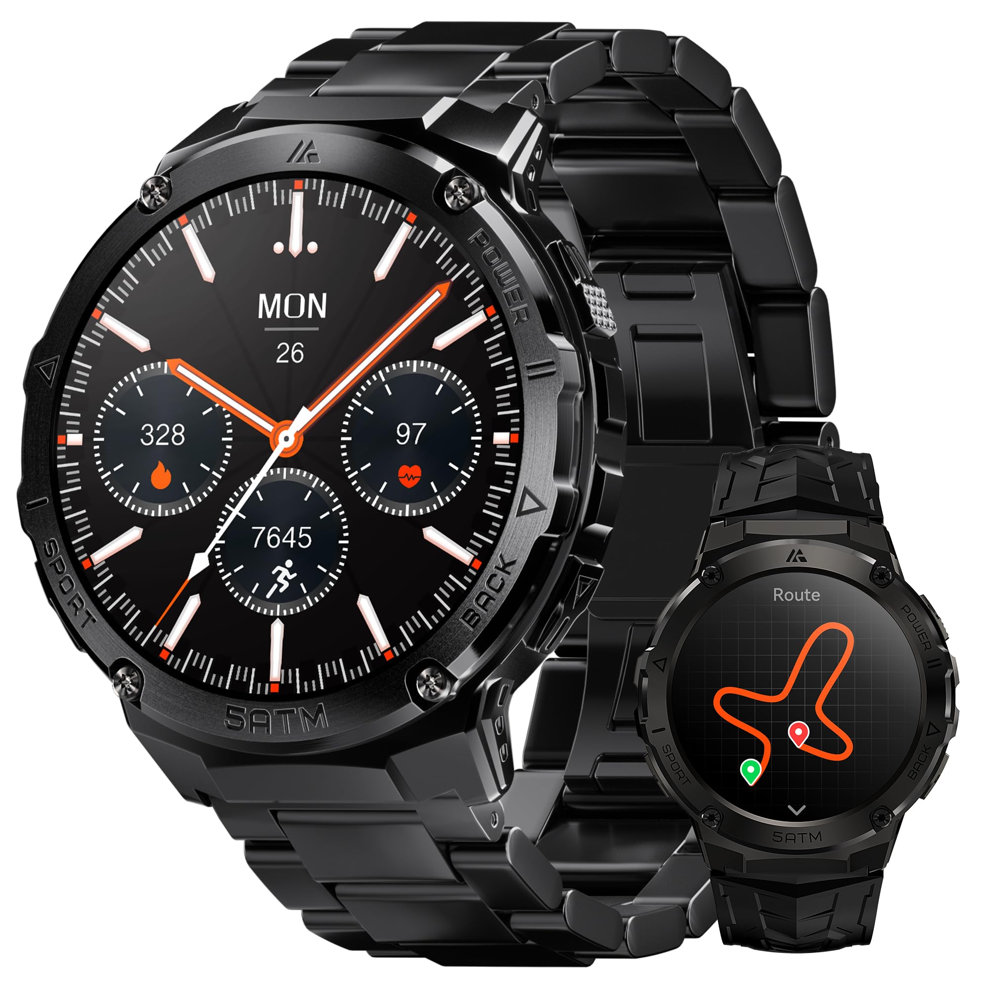 HIDAMEL T3E Smartwatch Uomo, Orologio smartwatch Uomo GPS Integrato, AMOLED 1,43", Chiamata Bluetooth, Impermeabile 5ATM, Bussola, Pressione, 170 Modalità, Durata 40 Giorni, Fessurazione Anti-Crash