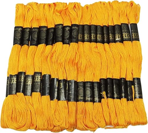 25 piezas de hilo de algodón amarillo costura madeja bordado cruz costura