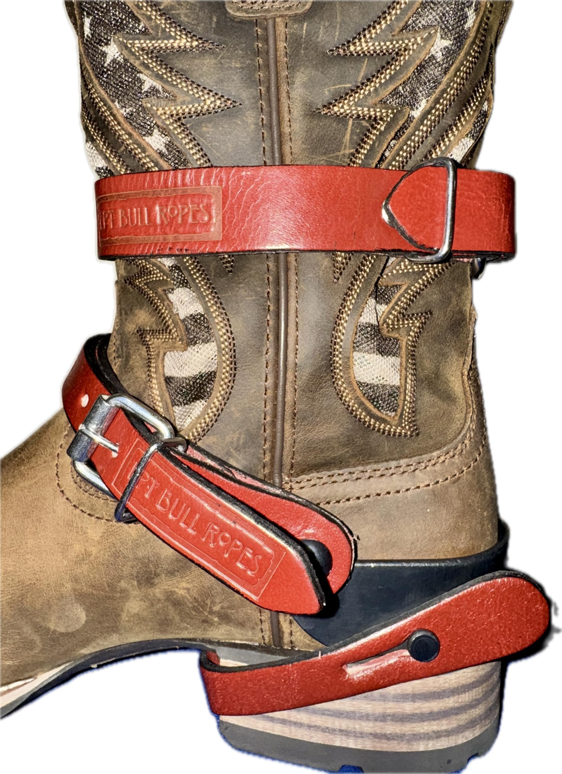 Sporenriemen-Set für Erwachsene, aus Leder, 2,5 x 40,6 cm, EPT Bull Riding Gear