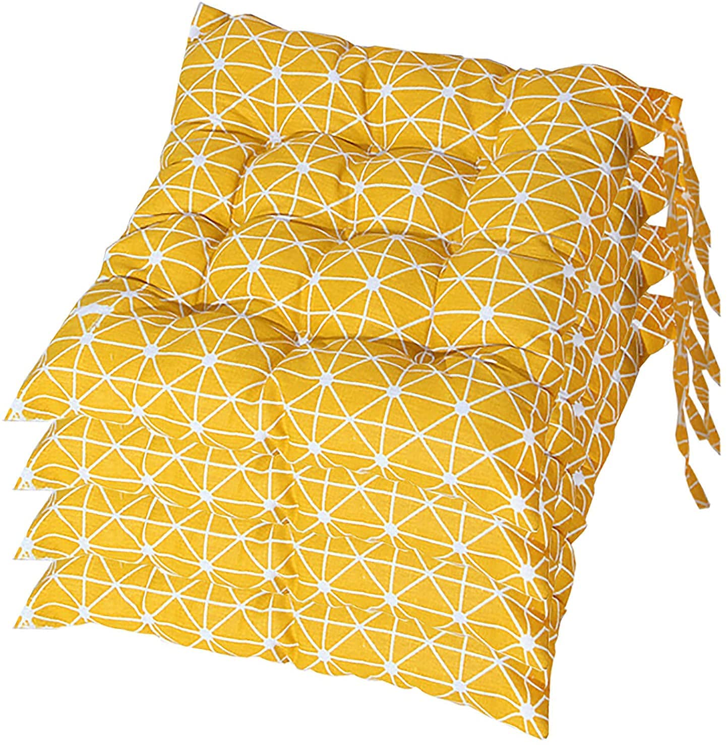 Coussin de chaise de cuisine carré en coton avec attaches, lot de galettes de siège
