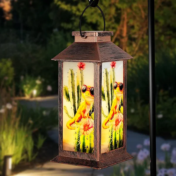 Senflame Solar Lanterns Outdoor Waterproof for Garden & Patio Decor - Yellow Lizard Design LED Hanging Lights Birthday Gifts for Women, Mom, Easter, Mothers Day Presents Solar-Powered Yard Decor