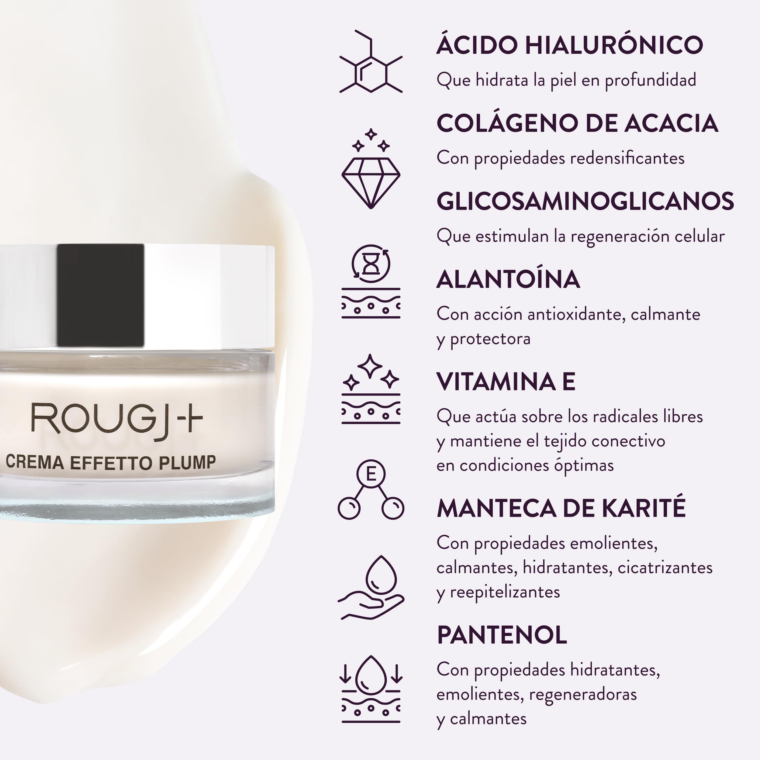 Rougj Crema Hidratante Facial Mujer SmartFiller 50 ml Antiedad – antiarrugas reafirmante y nutritiva, crema de día y de cara para piel suave y luminosa