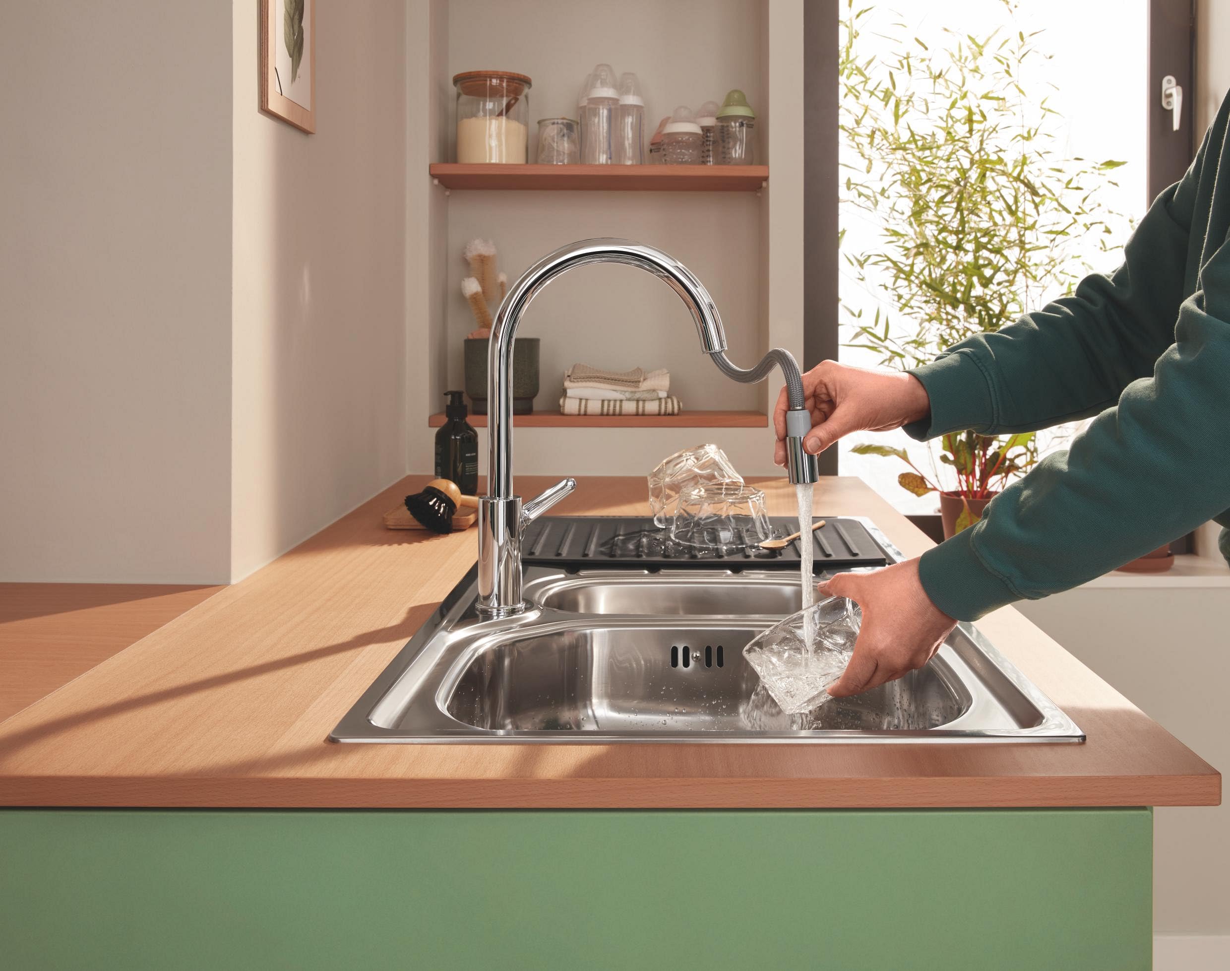 GROHE Abtropfablage (Material: Silikon, 450 x 250mm, spülmaschinenfest, S-Size), schwarz, 40872K00