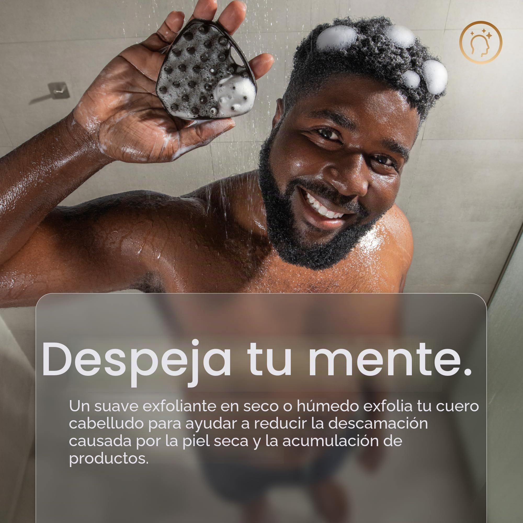 Cepillo de silicona para el cuero cabelludo para hombres MANSCAPED® The Scalp Buffer: cepillo de limpieza y exfoliación para el cabello, de mano, para un suave masaje del cuero cabelludo, paquete de 1