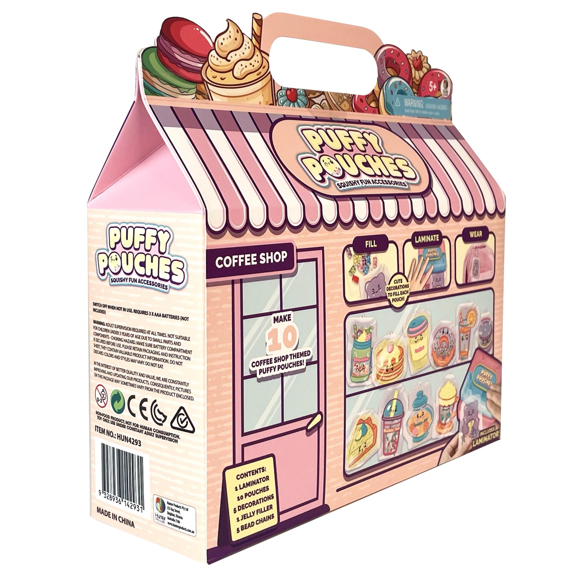 Squishy Fun Accessories Coffee Shop Set 10 sacchetti riempibili con laminatore, riempimento gelatina e collane di perle, a partire dai 5 anni in su