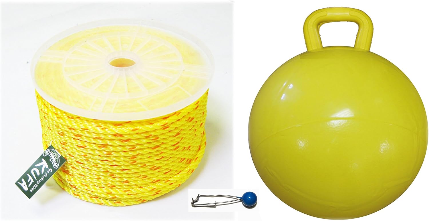 KUFA Sports 400' Poly Rope with line Weight & Yellow Flaot Combo for Prawn Trap(PP4+F15Y+TW10)