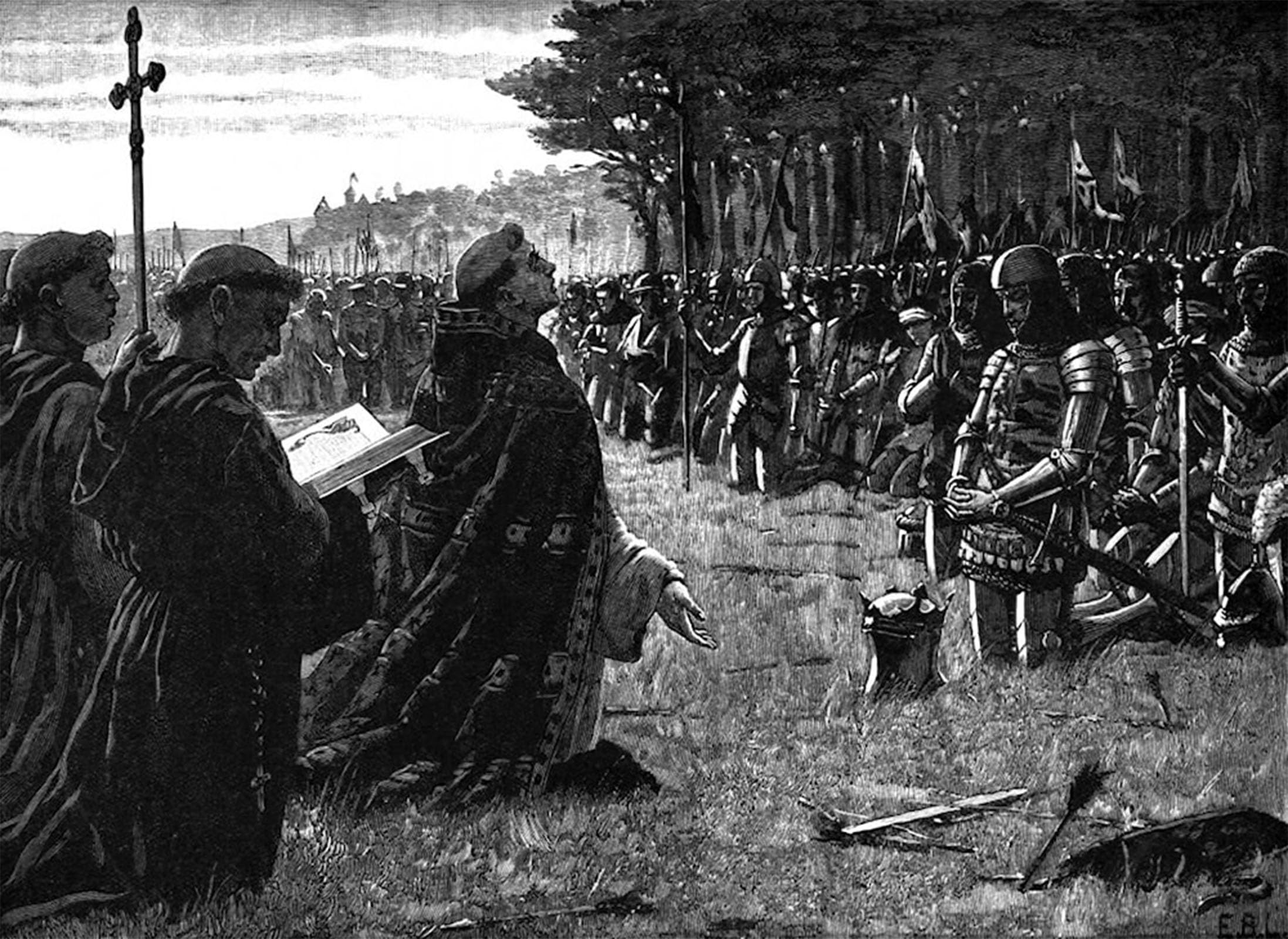ARTXLXXBN Famous Prints Artwork Pictures Poster Painting Art the Thanksgiving Service on the Field of Agincourt by Edmund Blair Leighton Artwork Landscape Pictures for Home Decor 60x90cm
