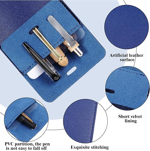Miniatura 10 de Outus Paquete de 4 protectores de bolsillo, organizador de cuero para abrigos de laboratoriocamisasbolígrafos, soporte de bolsillo hecho a mano para