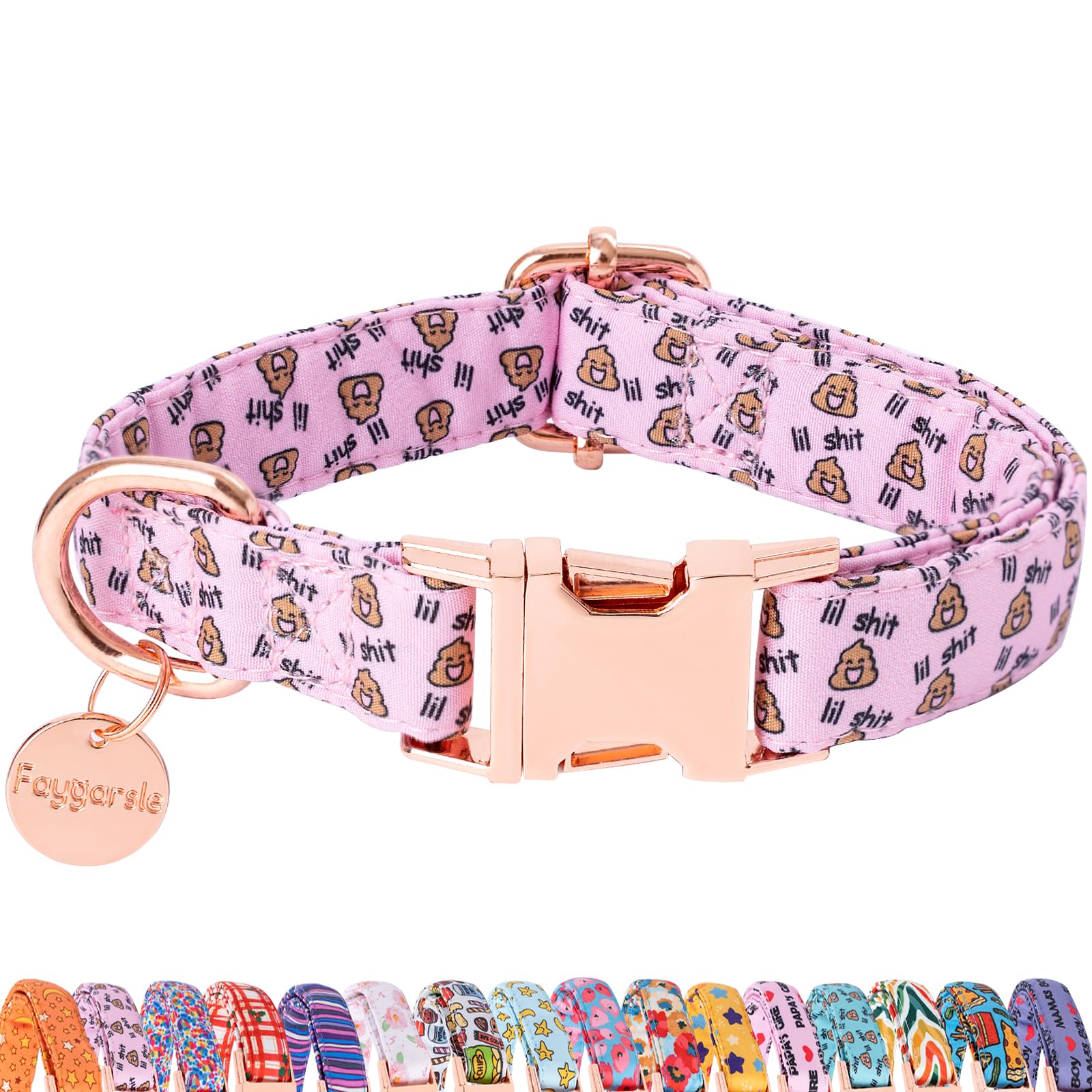 Faygarsle Pink Dog Collar for Small Medium Large Dogs Cute Puppy Collars for Female Dogs Funny Dog Collars for Summer Spring Wedding Necklace Girl Dog
