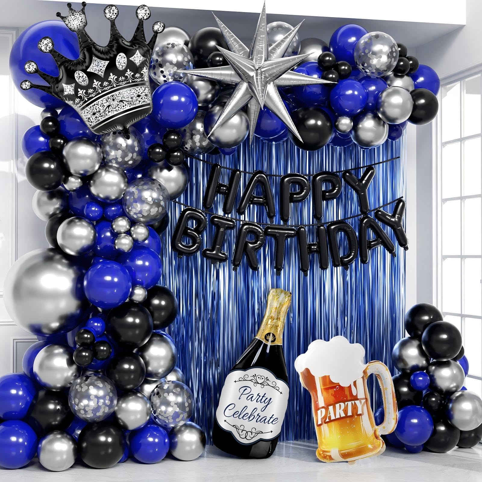 Nelbiirth Happy 18th Birthday Decorations Kit - Large Blue & Silver Backdrop Banner, Balloons, Party Supplies - View #11