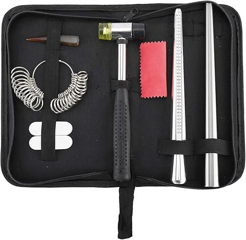 Artilife Herramienta de medición de anillo, mandril de anillo de acero para hacer anillos, mandril medidor de anillo, herramienta de medición de