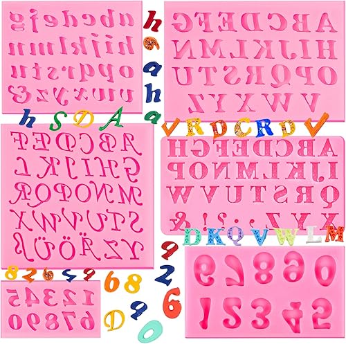Patelai 6 moldes de silicona con letras y números, 26 letras y números del 0 al 9, moldes de silicona para hacer caramelos, galletas, cubitos de