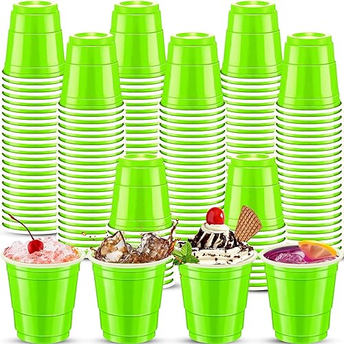 500 vasos de chupito de plástico verde fluorescente, vasos de chupito verdes, desechables, 2 onzas, vasos de chupito de plástico verde para beber,