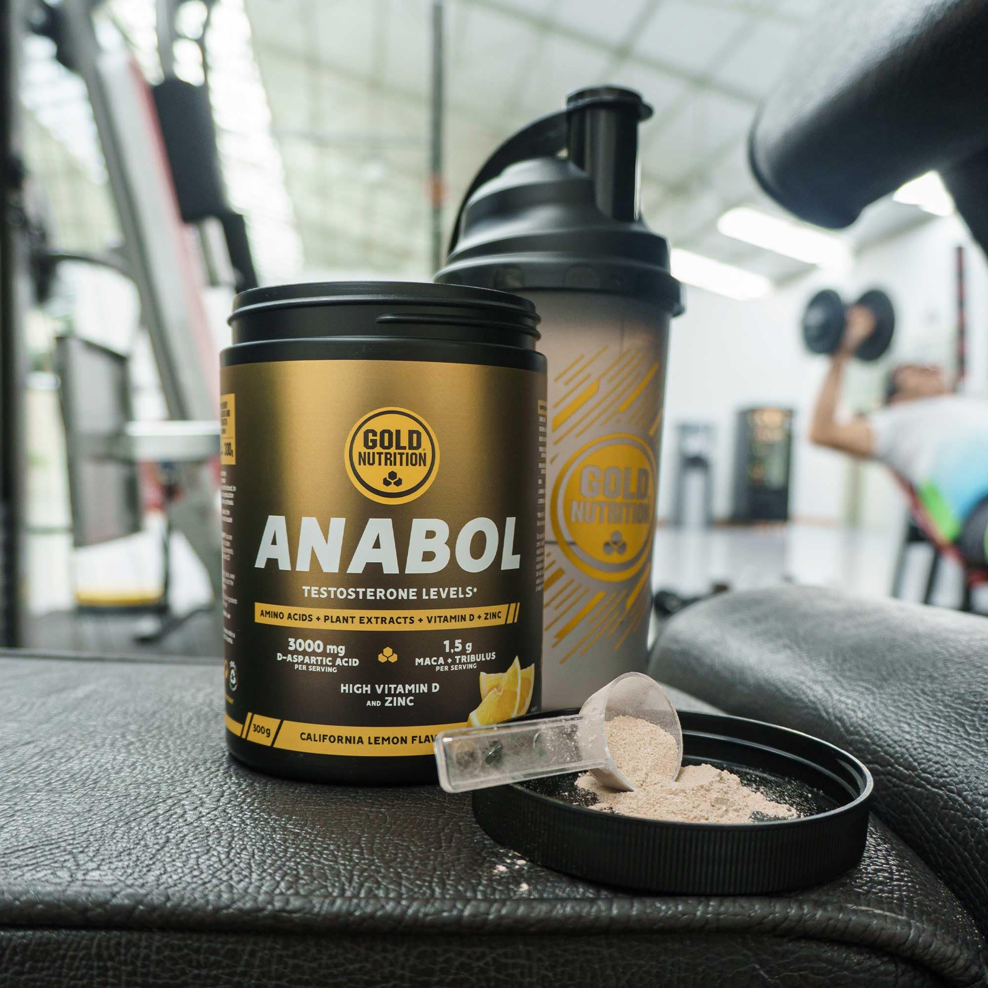 GoldNutrition Anabol |Sabor Limón | Bote de 300g en polvo | Fórmula Anabólica | Repón los niveles naturales de testosterona, combinados con zinc, vitamina D y ácido D-aspártico.