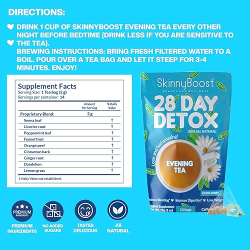 Miniatura 10 de Kit de té desintoxicante de 28 días paquete de 3 tés diurnos 3 tés de desintoxicación nocturna sin OMG vegano desintoxicación y limpieza totalmente