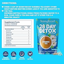 Skinny Boost Evening Tea (2 Pack) 28 Tea Bags Total, Supports Detox and Cleanse, Reduce Bloating, All Natural, Vegan