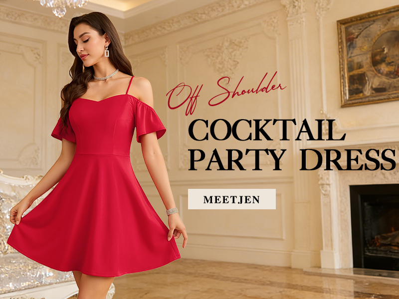 formal women's red off the shoulder dress for date night Dresses shoulder bustier neckline and side slit Red Tea Length Midi Dress