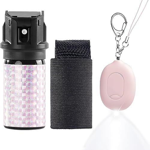 Miniatura 8 de Alarma de seguridad personal 3 en 1 y alarma de manija de puerta y combo de spray de pimienta para mujeres, gel de pimienta de máxima resistencia y