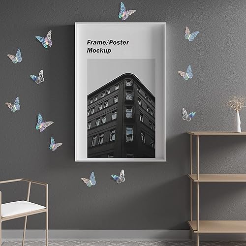 Miniatura 50 de Calcomanías de pared de mariposa 3D, 72 unidades, 3 tamaños, 3 estilos, calcomanías de pared metálicas extraíbles, calcomanías de pared para nevera,