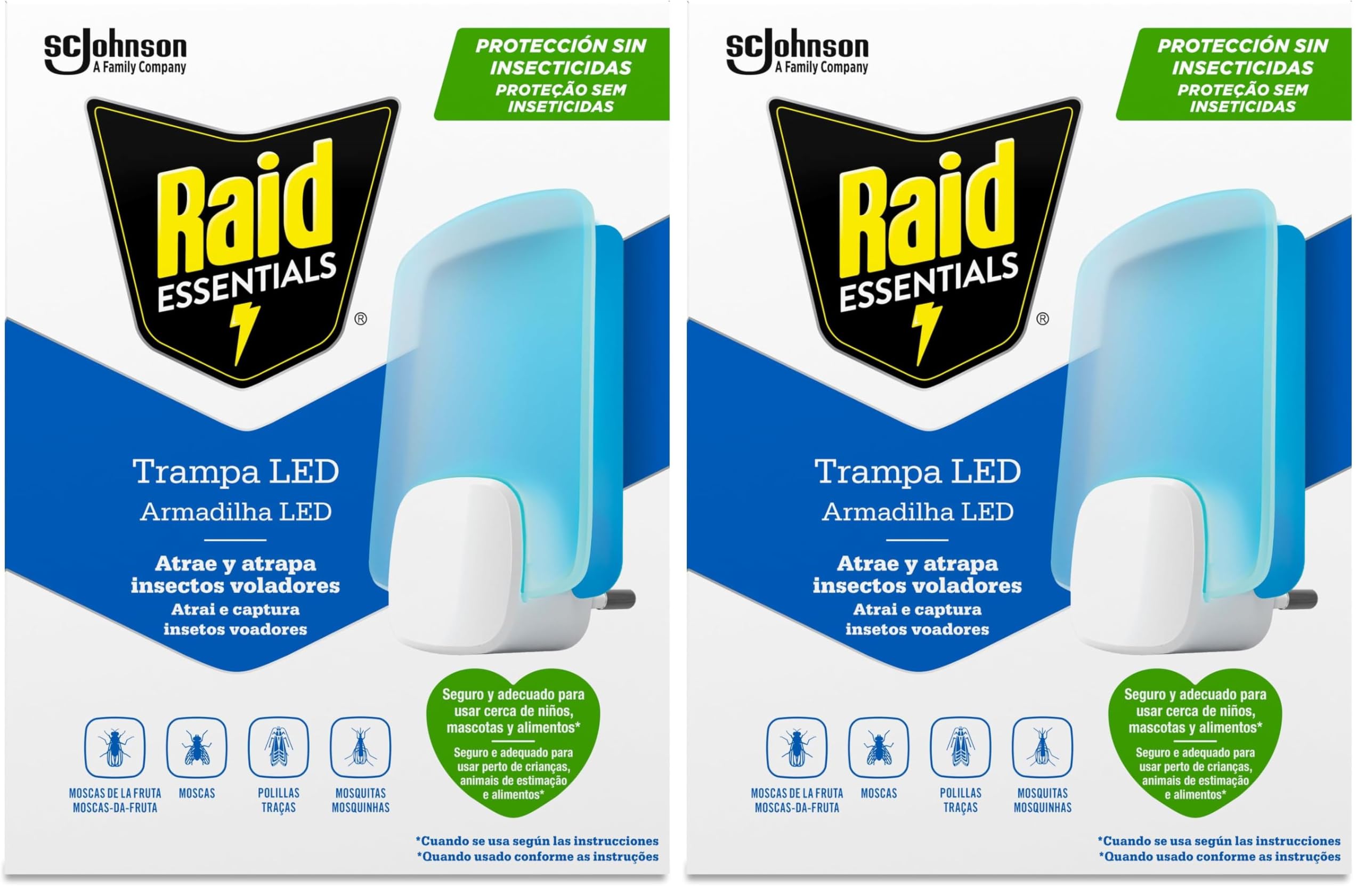 Piège LED anti-mouches mites usage intérieur dispositif sans insecticide Raid