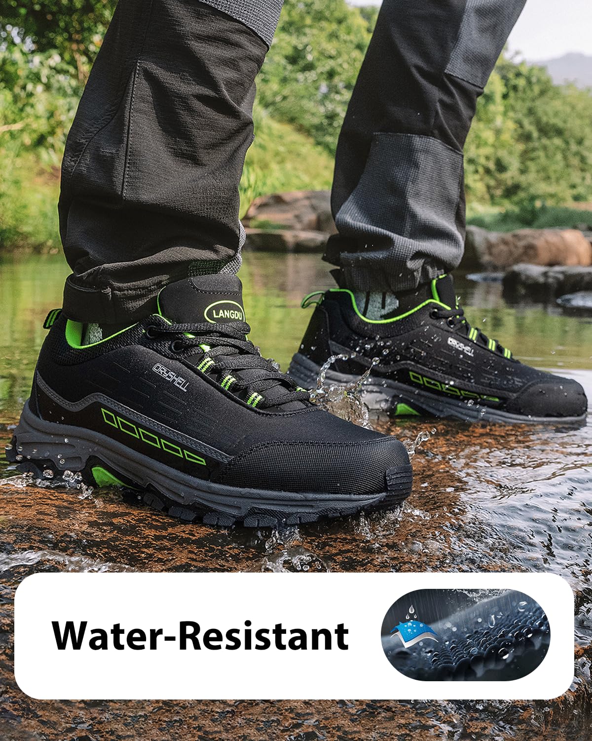 LANGDU Buty trekkingowe męskie damskie wodoszczelne lekkie antypoślizgowe półbuty oddychające do chodzenia