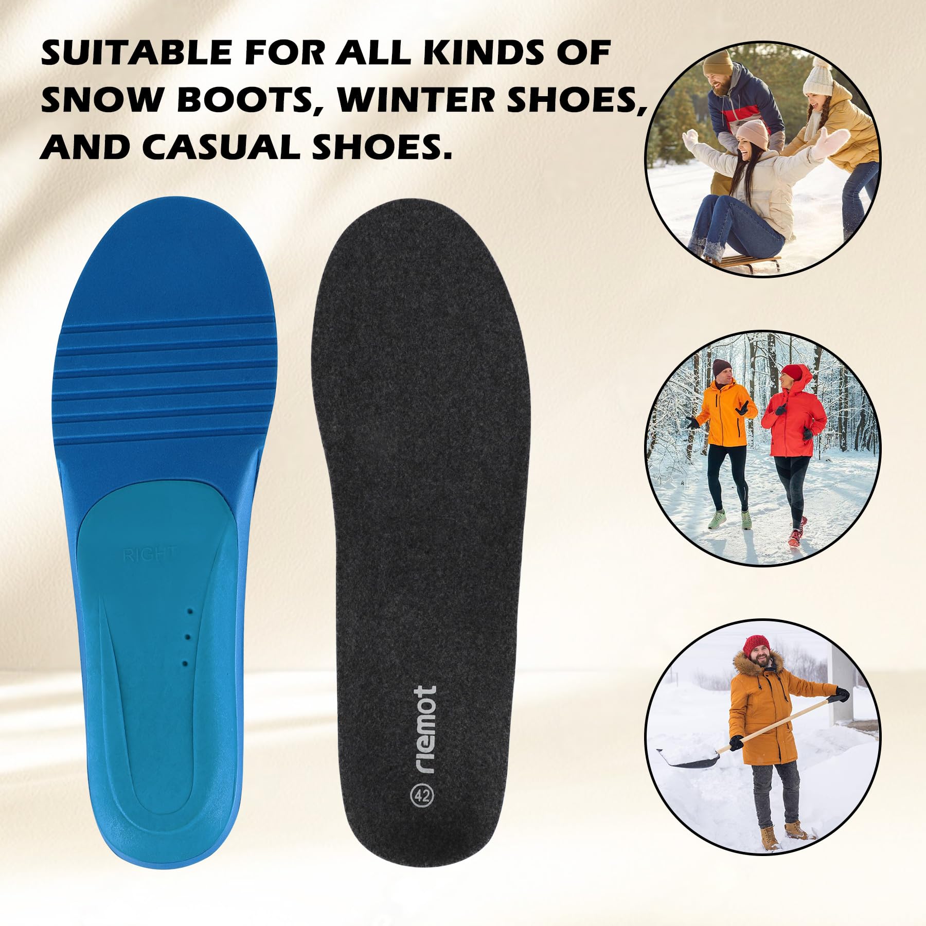 riemot Solette Memory Foam Uomo Donna, Soletta Scarpe per Stivali da Lavoro e Scarpe da Passeggio, Sport Solette per Assorbimento Degli Urti e Ammortizzazione, Soffice, Comfort38 39 40 41 42 43 EU