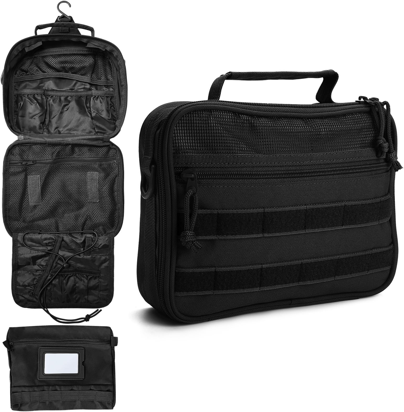 SMONT Toiletry Bag for Men Travel Toiletry Organizer Dopp Kit Travel Organizer Toiletries Bag Shaving Hygiene Bag Bathroom Hanging Men's Toiletry Bag for Short Trips Black