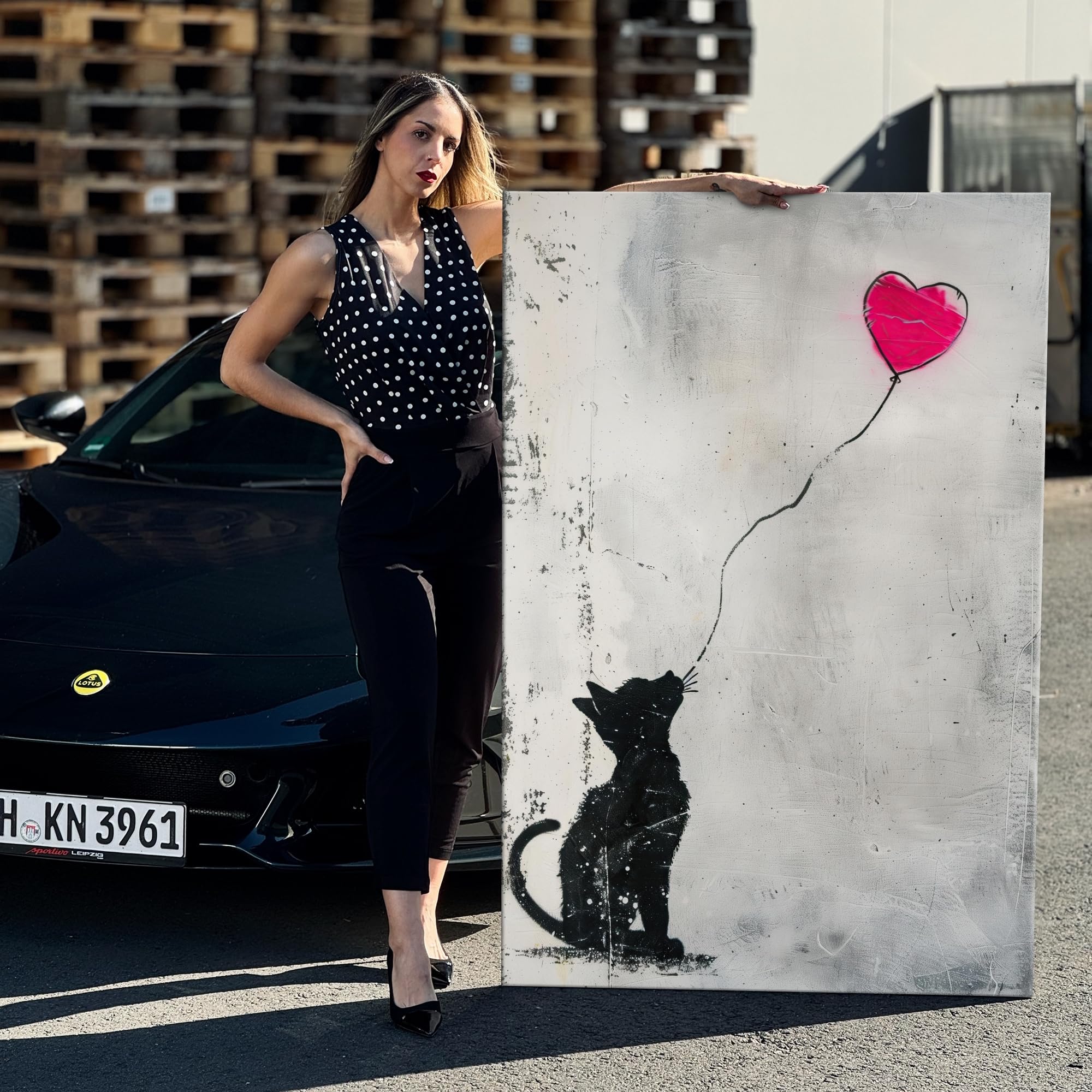 Artmazing | Banksy Katze XXL | Moderne Leinwanddekoration für Wohnzimmer