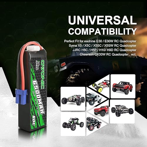 Miniatura 5 de OVONIC Lipo Batería 6500mAh 80C 11.1V 3S Batería RC con conector EC5 para RC Plane DJI Quadcopter RC Avión RC Helicóptero RC Coche Camión Barco 2