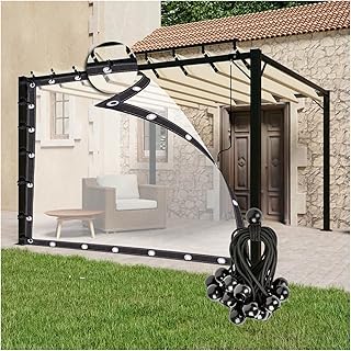 WBBML PE Outdoor Curtains, with Grommets Clear Tarp Panel Waterproof, Windproof Curtains for Porch, Gazebo, Customizable (...