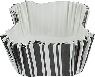 Creative Converting 12 Count Striped Square Baking Cups, Black Velvet