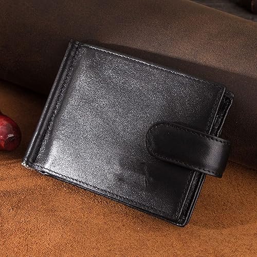Miniatura 5 de TAUFE Men's Wallets, Men Wallet Genuine Leather Money Clip Metal Clamp Slim Card Wallets Driver License Card Case Coin Pocket