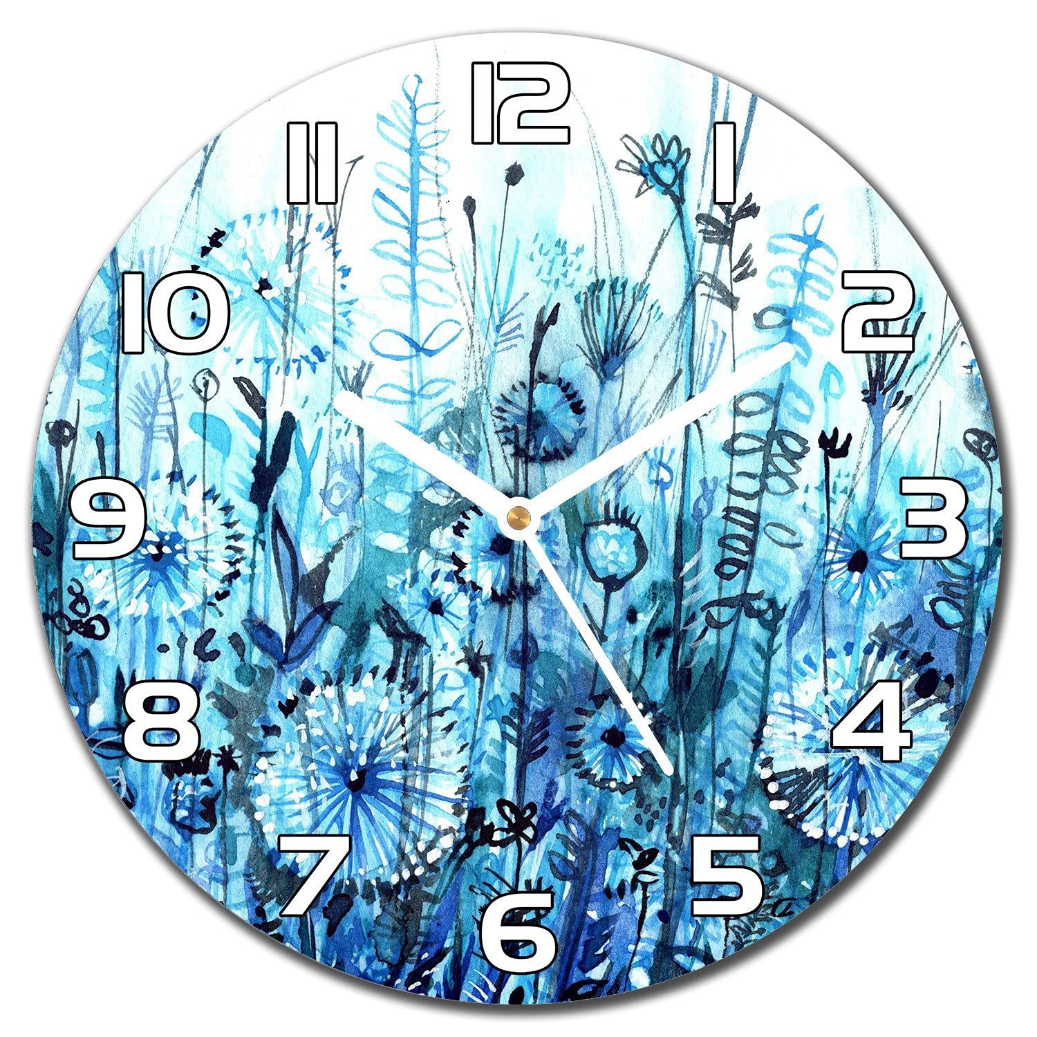 Horloge moderne en verre Coloray aiguilles blanches diamètre 30 cm décoration murale
