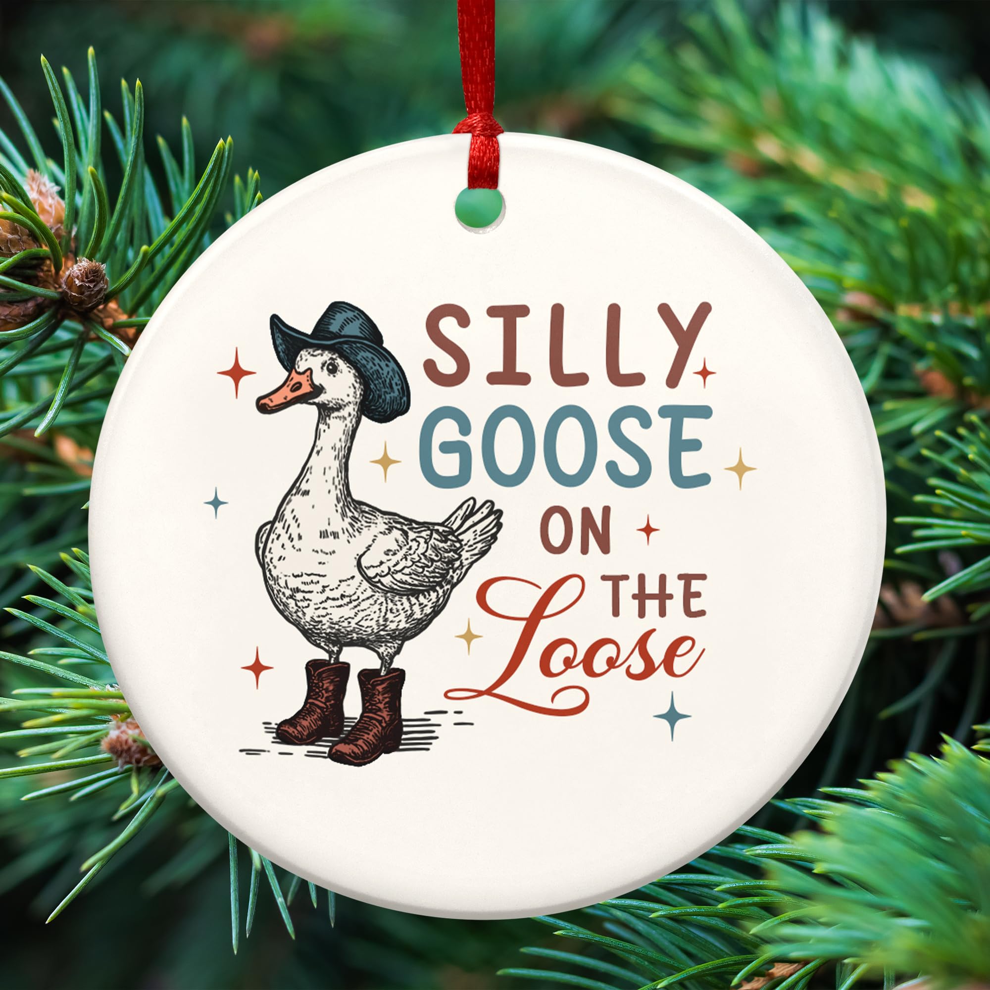 TEEZWONDER Christmas Funny Gifts for Women - Ceramic Christmas Ornaments 2025 for Xmas Decorations - Silly Goose Gifts for Mom Sister Friends, White Elephant Gift for Adults, Stocking Stuffers