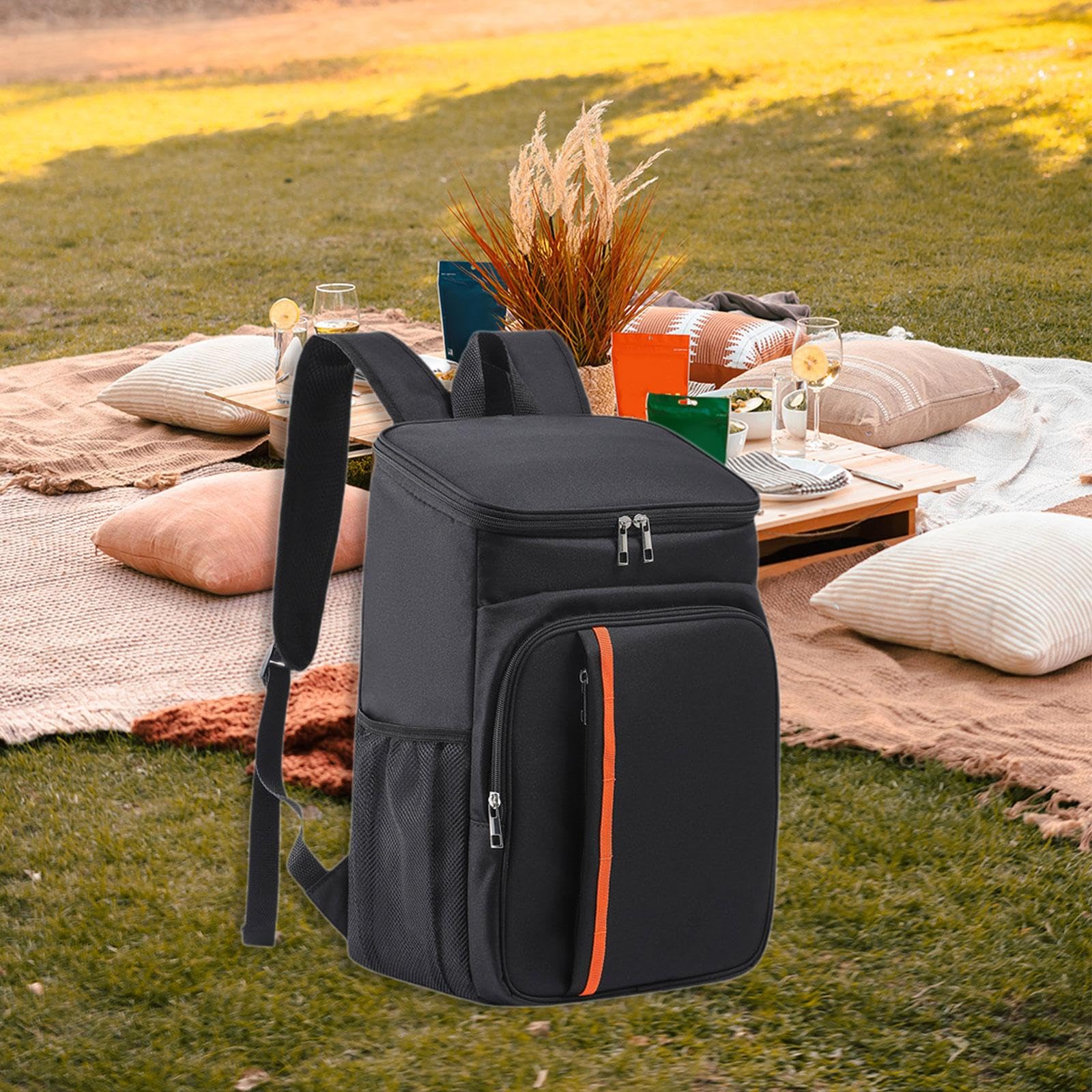 Zaino Termico a Prova di Perdite, Borsa Frigo Grande Oxford, Accessori per Picnic, Spiaggia, Campeggio, Nero