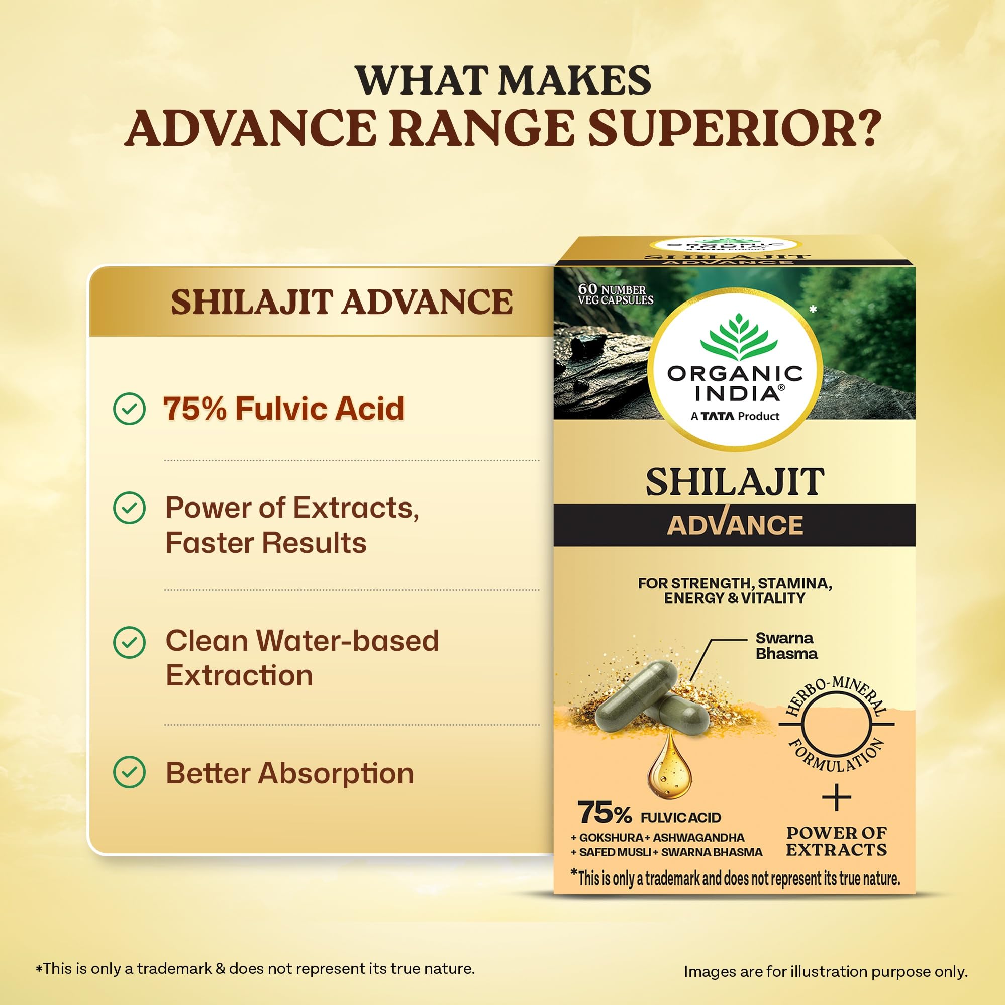 Organic India Shilajit Advance Capsules, 60 Veg Capsules, 75% Fulvic Acid, With Ashwagandha, Gokshura & Safed Musli, Strength, Stamina, Energy & Vitality Support product image 2