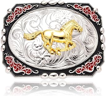 Long Horn Bull Belt Buckles for Men, Horse Eagle Cross Horseman Floral Engraved Western Cowboy Large Texas Buckle